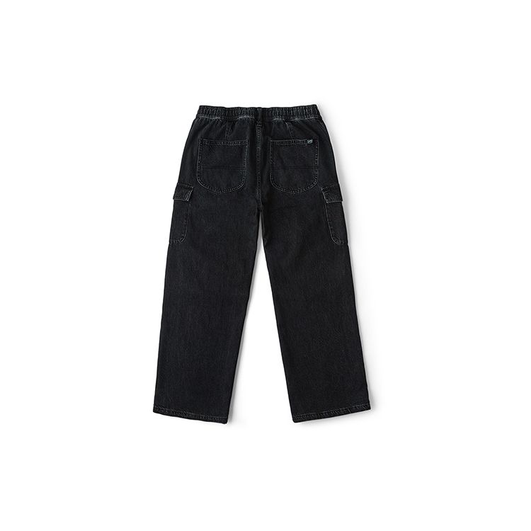 Lee Loose Fit Straight Leg Elastic Waist Cargo Style 3D Pleated Design Wide Leg Jeans Men jeans Black LMB008149100031A06370