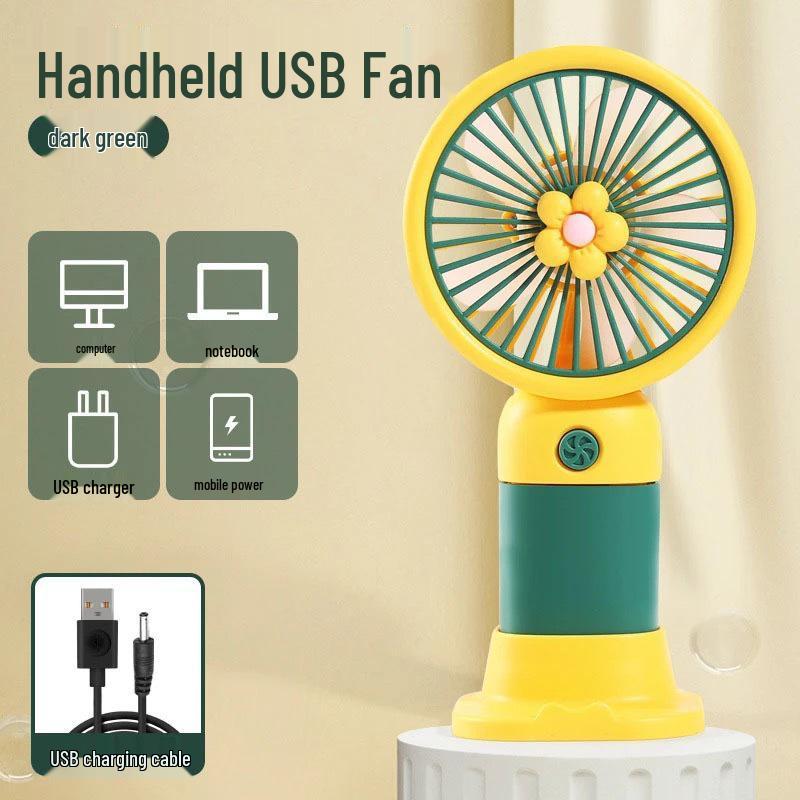 Cartoon Flower Fruit Mini Handheld Fan, Rechargeable Desktop Fan, Souvenir Gift.