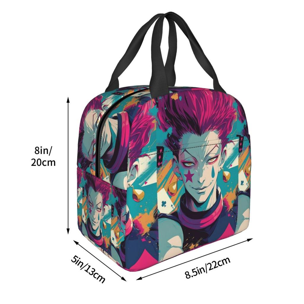 Anime Hisoka Hunter X Hunter Magical Joker Insulated Lunch Bag for Women Children Leakproof Food Boxes Thermal Lunch Box Tote