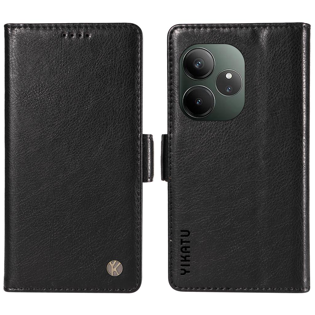 YIKATU YK-007 For Realme GT 6 5G Case Litchi Grain Leather Phone Cover Magnetic Clasps Full Protection