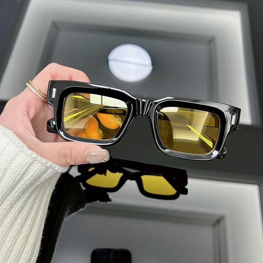 Vintage Square Sunglasses Men Women Brand Designer Ocean Color Sun Glasses Male Female Fashion Retro Rivet