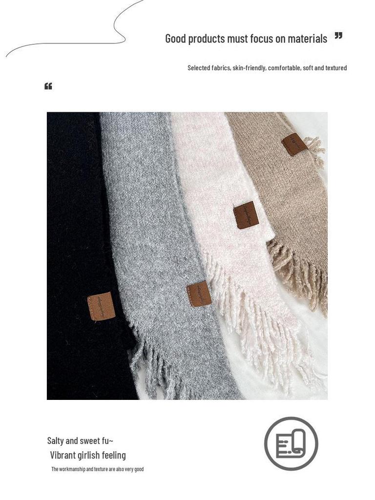 Wollmischung Quasten Schal Dreieckstuch – Warm, Unifarben, Kaschmirgefühl, Vielseitiges Cape.
