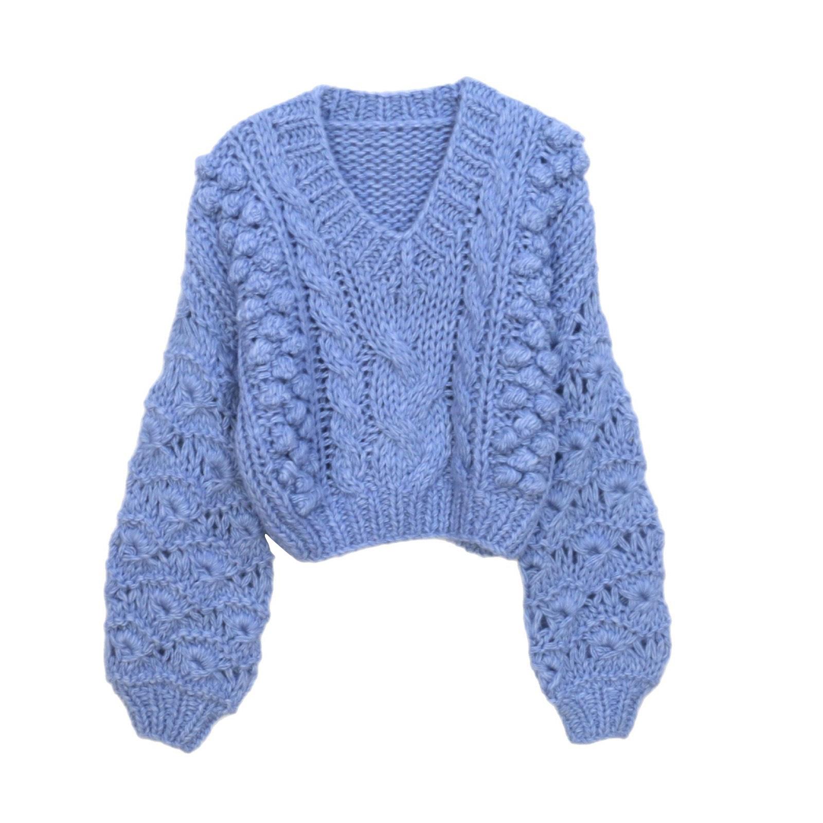 

European & American Casual Loose Knit Pullover Sweater - Handmade Autumn/Winter Fashion Women s Outerwear Large