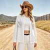 Chaqueta Vaquera de Mujer con Paneles Solapa Manga Larga Abrigo Vaquero Ropa Exterior Casual