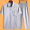 Short-Sleeve Cotton & Linen Lapel Shirts for Middle-Aged Men