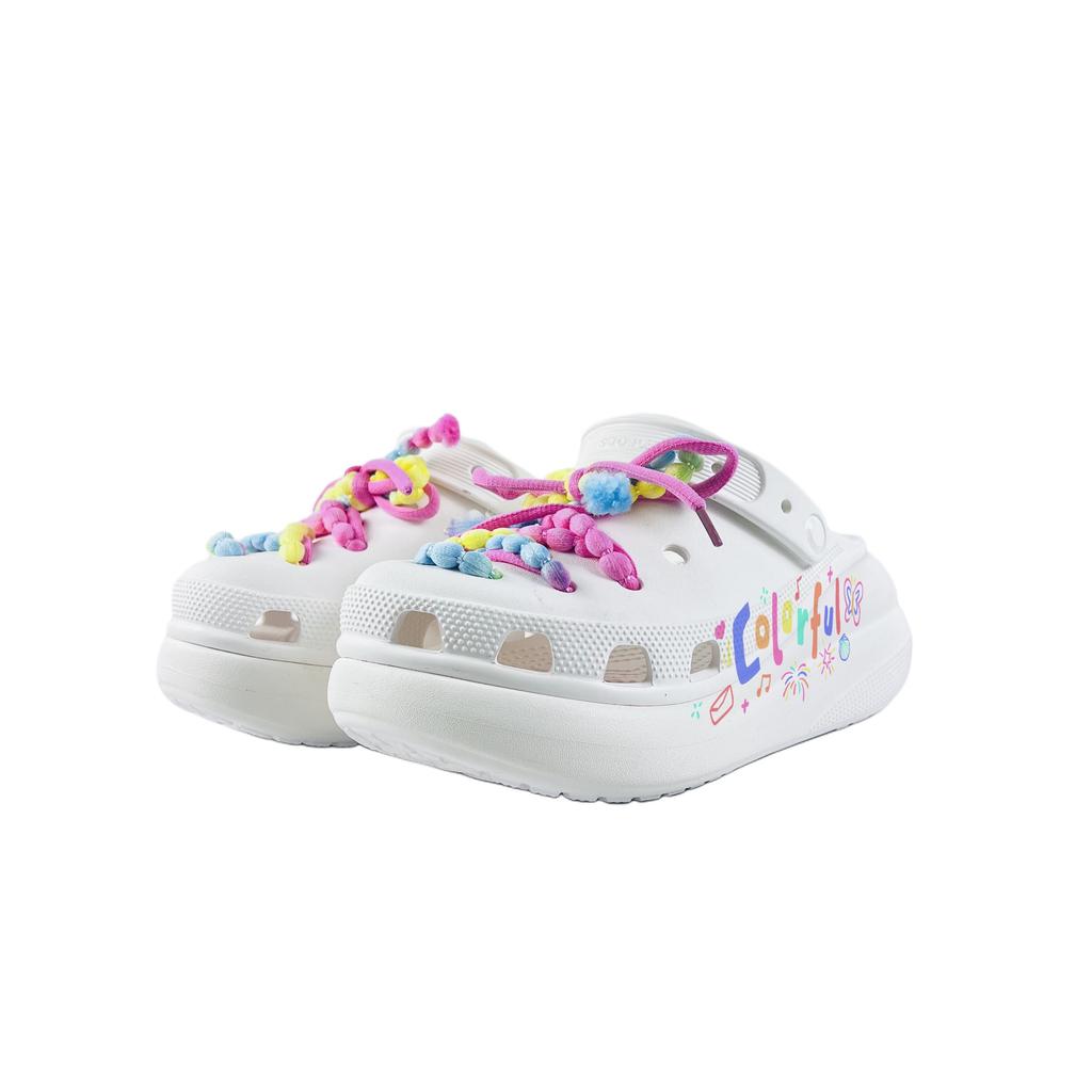 Crocs Crush Clog EVA Colourful Love Fashion and Versatile Comfortable and Casual Hole Shoes Unisex White