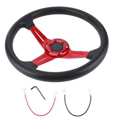 14in Universal Car Steering Wheel PU Leather Aluminium Alloy WHorn Button ModifiedRed