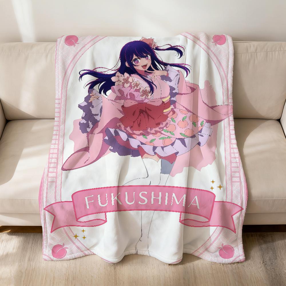 Anime Cute Manga O-oshi No Ko Fanart Flannel Soft Warm Plush Blanket Sofa Living Room Pet Hogar Bedroom Gift Home Car Portable
