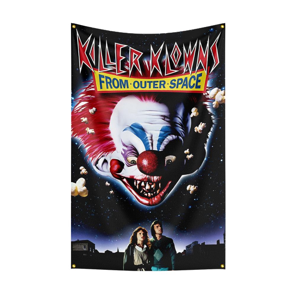 3x5 Ft Kkillers Clowns Flag Classic Horror Movie Flag Halloween Wall Hanging Banner Decor Movie Poster Outer Space