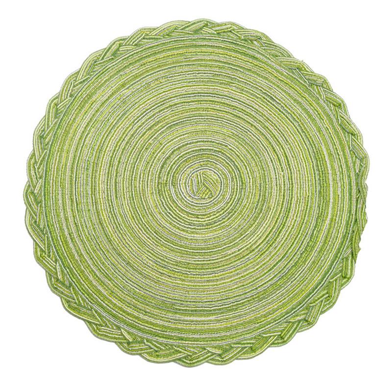 15" Simplicity Wind Cotton Meal Mats Circular Plate Mat Home Lace Ramie Weaving Insulated Dining Table Mat Kitchen Decoration