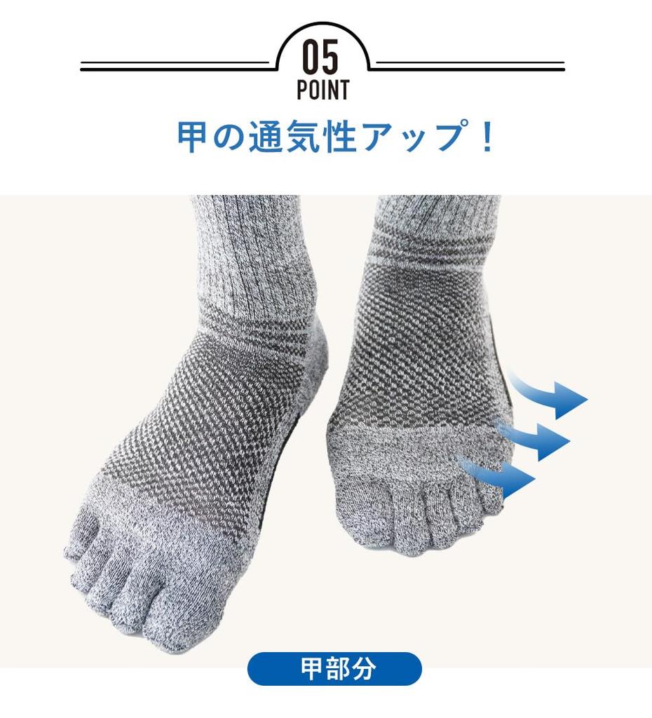 Shoshugen Work Antibacterial and Sizes Pack of 6 Men's Five-Toe Crew-Length Socks, Odor-Detergent, 24.5-27cm (10.5-12.5 Inches), 27.5-30cm (12.5-13.5