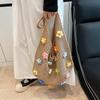 Women Flower Knitted Shoulder Bag  Handbag Lightweight Crochet Tote Bag Casual Top Handle Bag Outdoor Travel Bag
