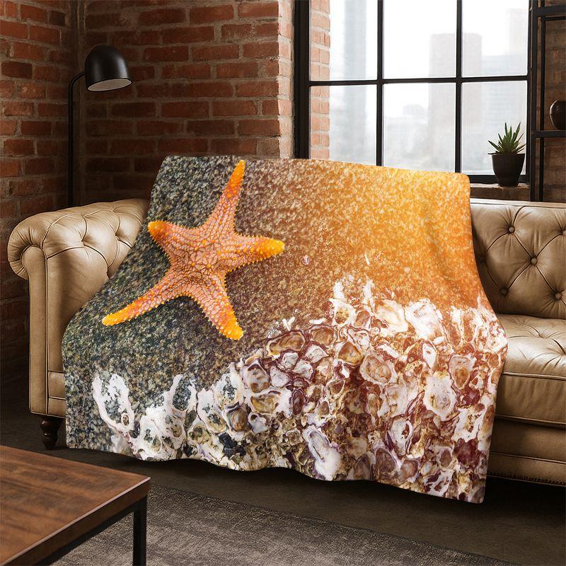 Starfish Beach Sand Shell Sea Star Flannel Blanket Soft Warm Throw Blanket for Bedroom Living Room Bed Travel Camping Picnic kid