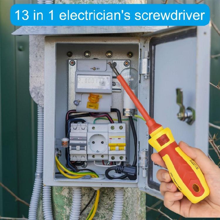 Set di cacciaviti isolati per elettricista 1000V, Set di 13 cacciaviti professionali con impugnatura ammortizzata, Strumento per riparazioni domestiche
