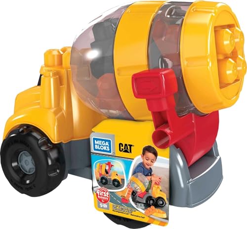 Mega Bloks CAT Cement Mixer Truck (9 Pieces) for Ages 1 and Up (GFG11)