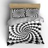 Black And White Optical Illusion Design Exquisite Three-Piece Bedding Set Gift For Kids And Adults