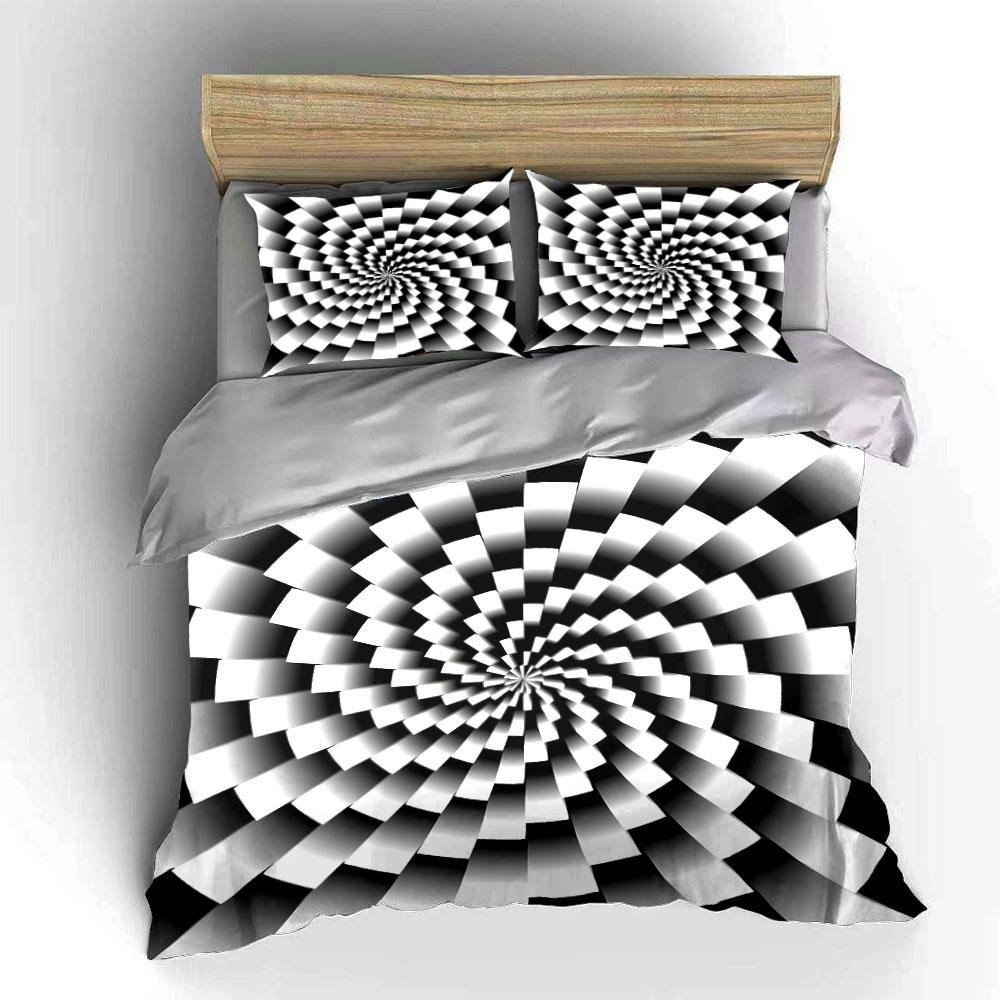 Black And White Optical Illusion Design Exquisite Three-Piece Bedding Set Gift For Kids And Adults