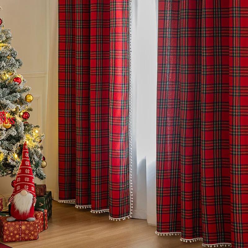 Christmas Plaid Blackout Curtains - Vintage Red & Green Checkered Drapes for Living Room & Bedroom | Light Blocking Holiday Thermal Insulated Panels