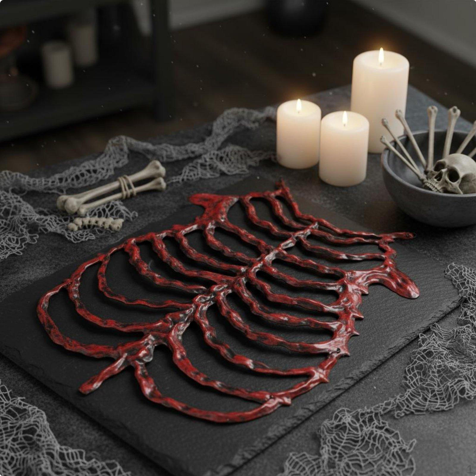 Skeleton Rib Structure Vest Adjustable Costume Piece Flexible Torso Red