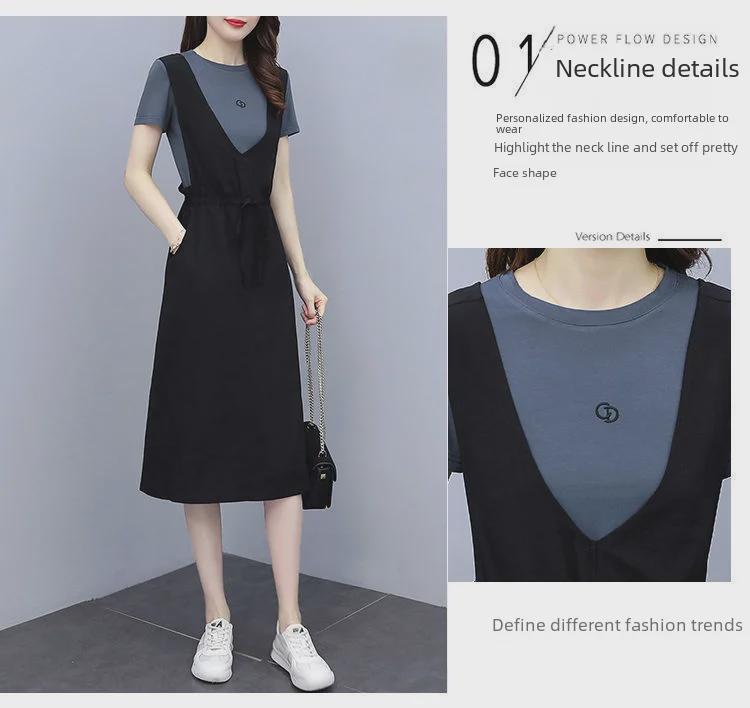 2023 Europäischer Sommer Midilanges Slim Zweiteiliges Lässiges Trägerkleid für Damen