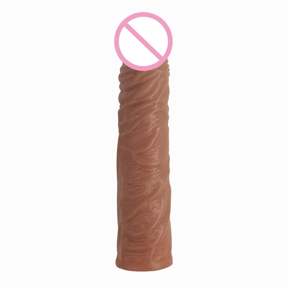Men's Soft Rubber Exotic Condom Simulation Penis Crystal Set TPE Sex Toys Sex Product Long and Thick Penis Ring