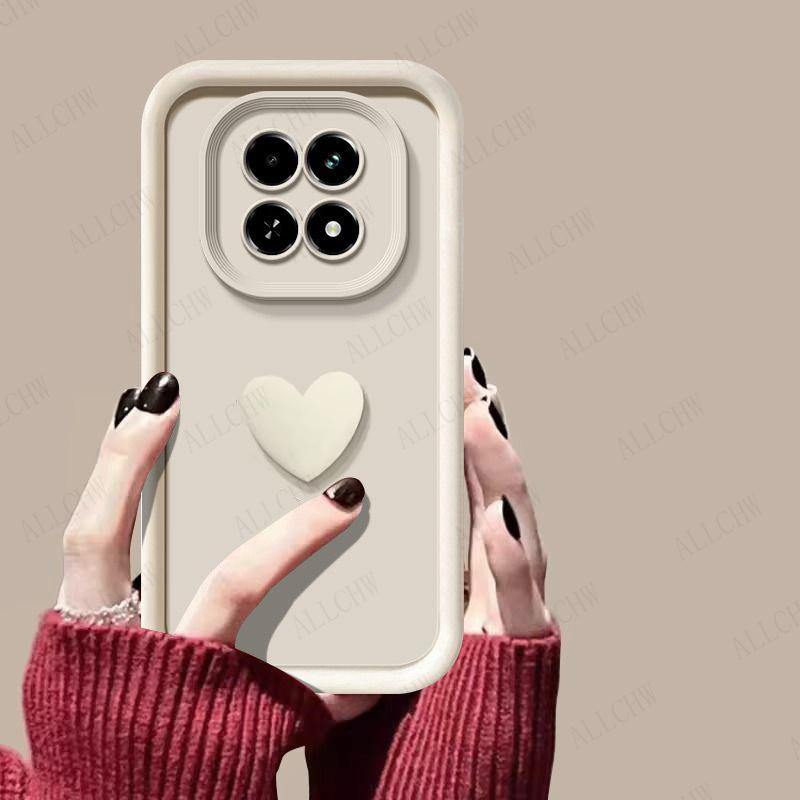 

Чохол для Xiaomi Redmi Note 14 Pro 5G Чохол для Redmi Note 14 Pro 4G Накладка Матова задня кришка 3D Милі Силіконові Чохли для Телефону з Серцем Любові Redmi Note 14 Pro 5G білий