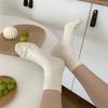 White Mid-calf Socks for Women Are Trendy. Students Wear Solid-colored Long Socks for Spring and Autumn As Outerwear