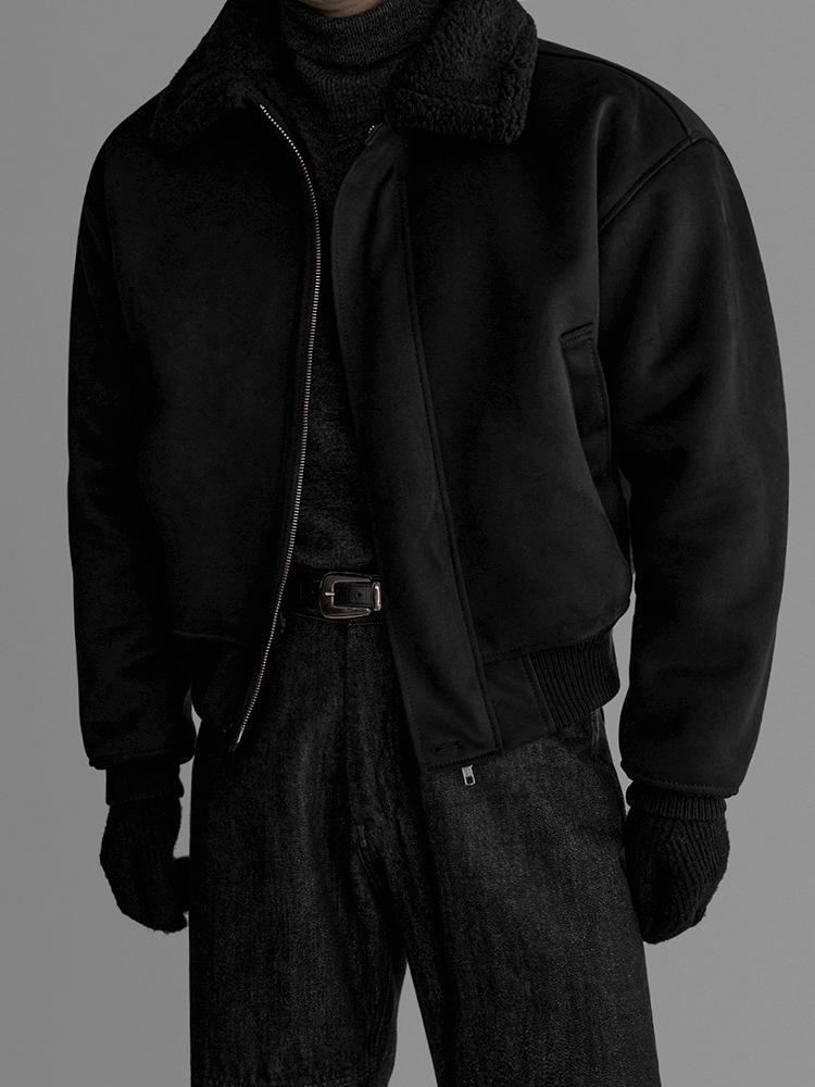 Men's Winter Lambswool Lapel Jacket – Warm, Thick, and Loose Korean Style Cotton Coat