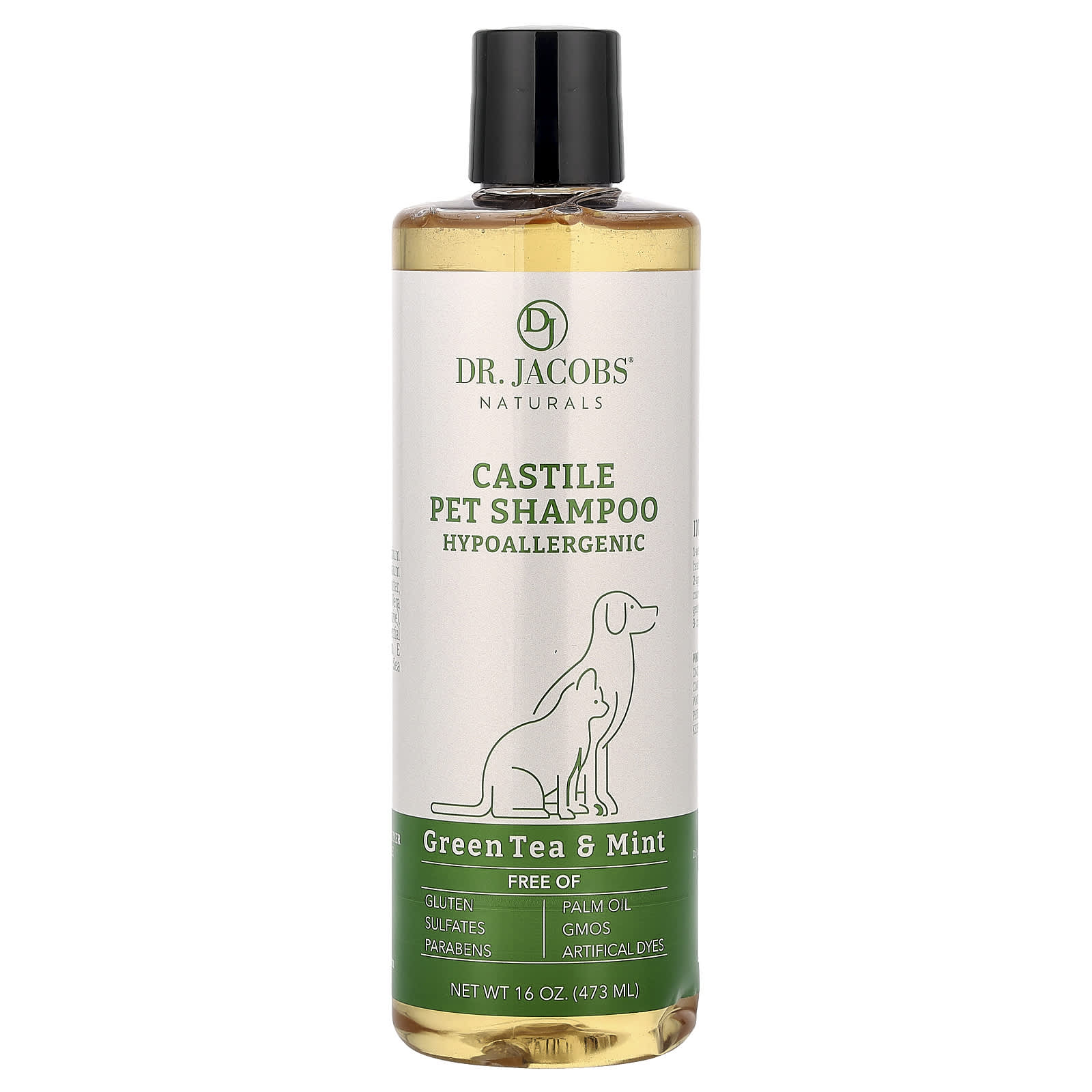 Dr. Jacobs Naturals, Castile Pet Shampoo, Green Tea & Mint, 16 oz (473 ml)