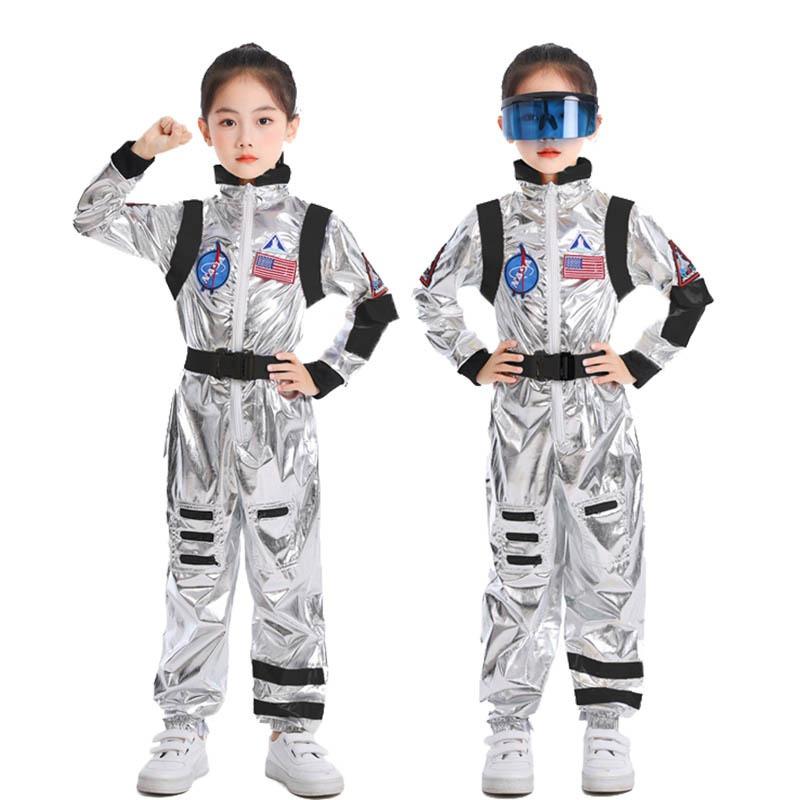Halloween children astronauts wandering the earth, spacesuit onesie carnival cosplay costumes