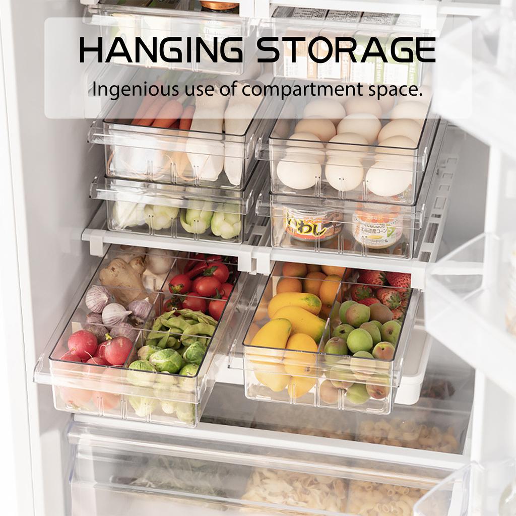 Refrigerator Storage Box Portable Basket Large Capacity Vegetables Egg Fruit Holder Clipping Hanging Drawer Kitchen Storage