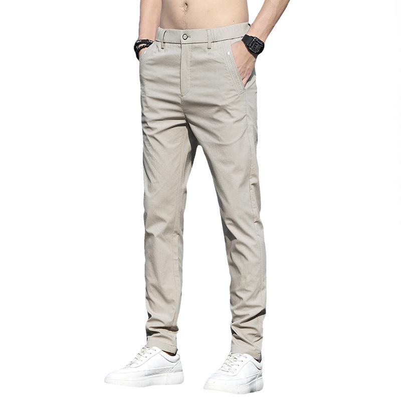 Men's straight casual pants, men's mid waist, spring and autumn thin, solid color, street outerwear, long pants