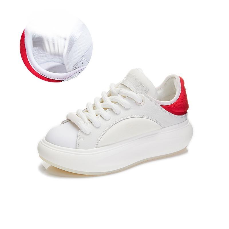 

Женская обувь из натуральной кожи, женская обувь для скейтбординга, повседневная обувь, увеличивающая рост, на толстой подошве, маленькие белые туфли 40 красный