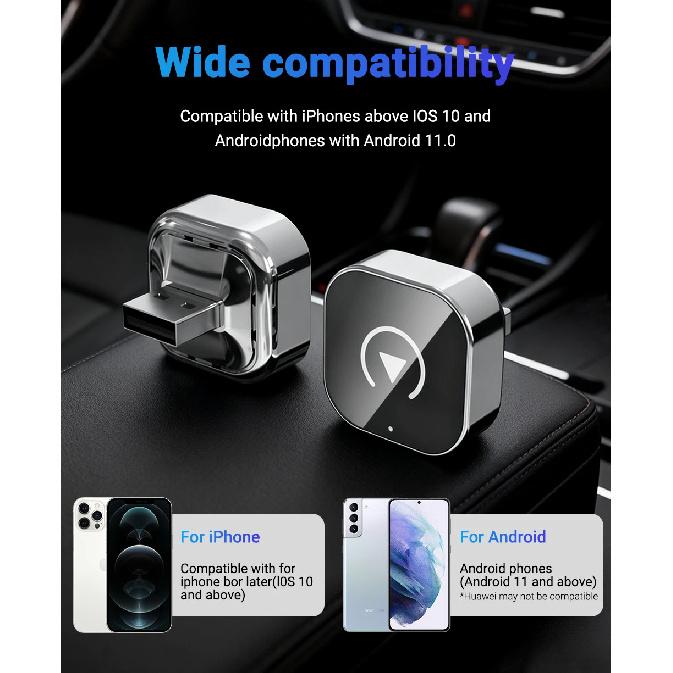 2026 New 2in1 Wired To Wireless CarPlay Adapter, Android Auto Dongle, High-Quality Car Accessory Smart Box 5GHz WiFi Type-C/USB