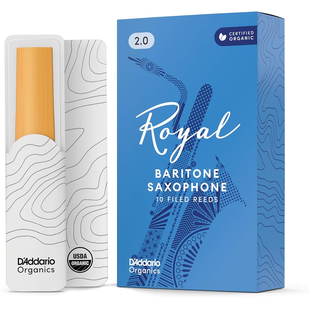 D Addario WoodWinds Royal Baritone Saxophone Reeds Hardness 2.0 Pack of 10
