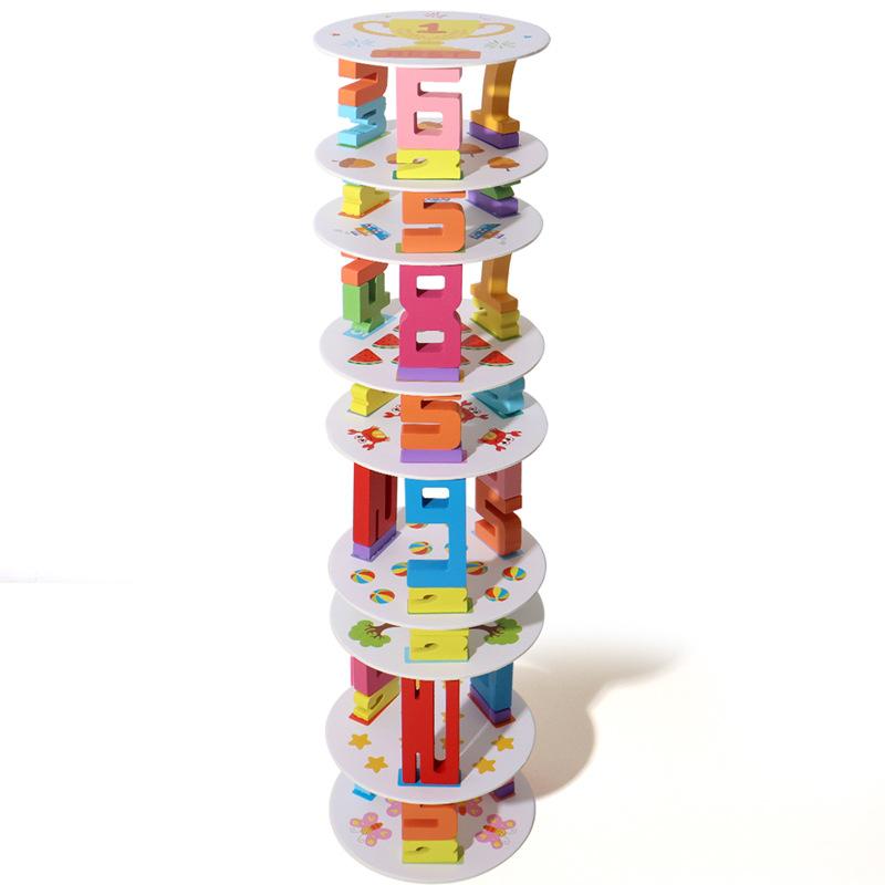 Children'S Digital Operation Stack High Building Block Kindergarten Educational Early Education Digital Cognition Stack Wooden Toys