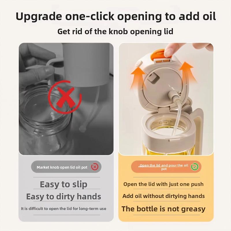 500ml Oil Bottle Practical Seasoning Bottles Ergonomic Design Sprayable Convenient Button-operated Lid Safe 1PC