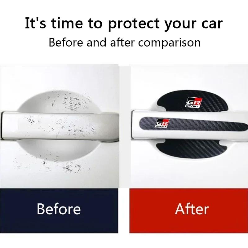 Car Anti Scratch Stickers For Toyota GR Gazoo Sport Door Handle Carbon Fiber Protector Handle Protection Film Styling Accessorie