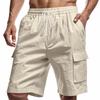 Men's American Style Multi-Pocket Cargo Shorts - Casual Loose Linen Drawstring Five-Point Pants.