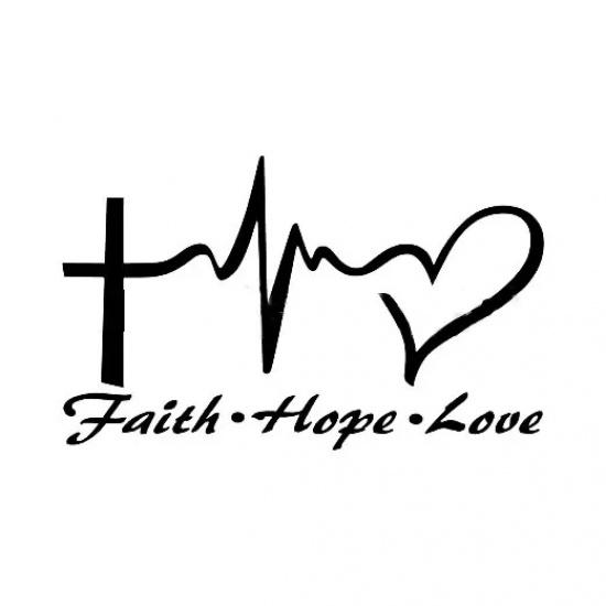Car Stickers Auot Windshield Faith Hope Love Electrocardiogram Heart Decal Car Body Jesus Christian Religious Bible Verse Decor 1pcs Black