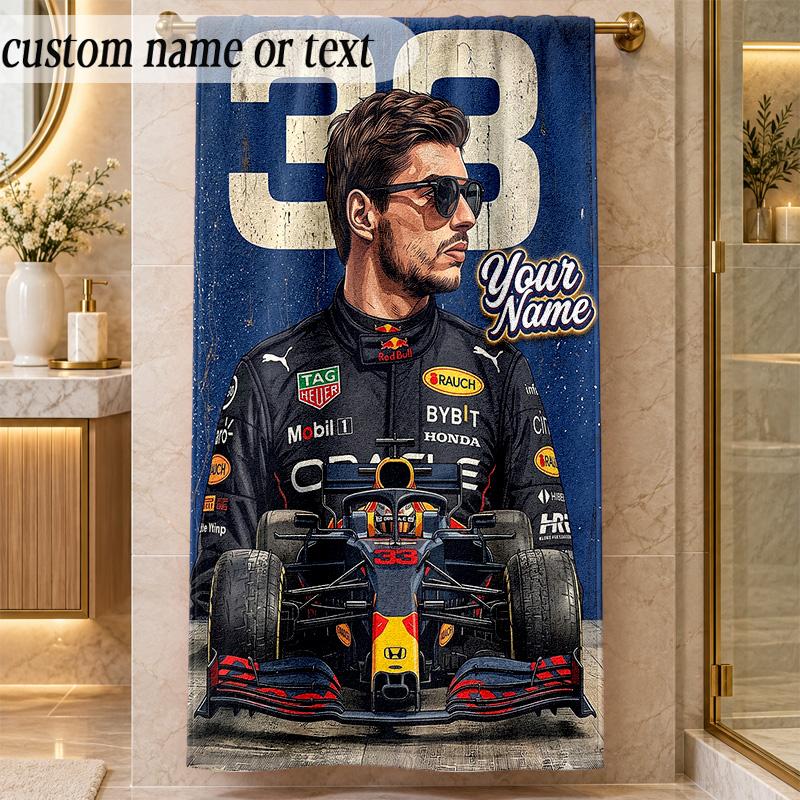 Beach TowelMax Verstappen Custom Name Text Personalized Soft Towel for Beach Pool Indoor Home Decor Gift