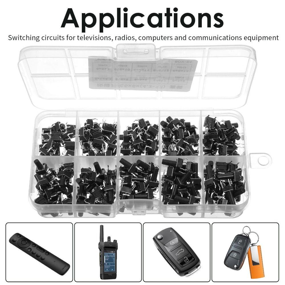 200pcs 4 Feet Key Switch Kit 6*6 Size Tact Push Button Switch Universal Switch Electronic Projects