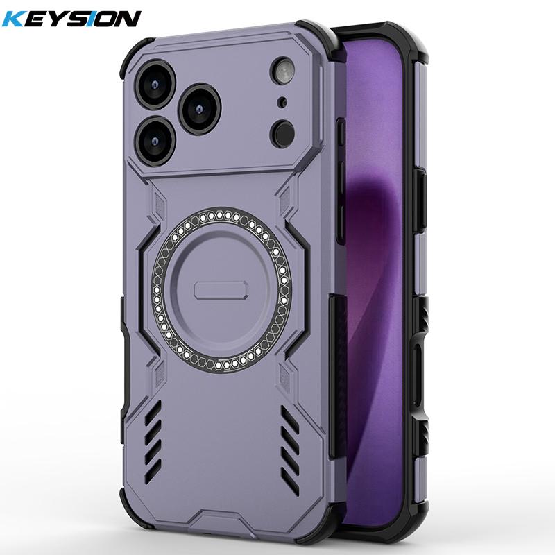 KEYSION Hollow Heat Dissipation Case for MagSafe for iPhone 17 Pro Max Soft Silicone+PC Magnetic Cooling Shockproof Phone Cover