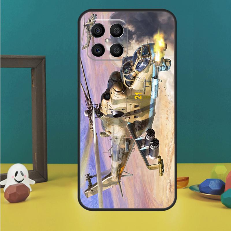 Mil Mi 24 Hind Helicopter Case For Honor X9a X8a X8b X9b X9c X8 X9 50 70 90 Lite Honor 200 Lite Magic 7 5 6 Pro Cover