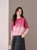 2025 Women's 3D Gradient Wool Sweater, Autumn/Winter, Long-Sleeve, Loose Fit