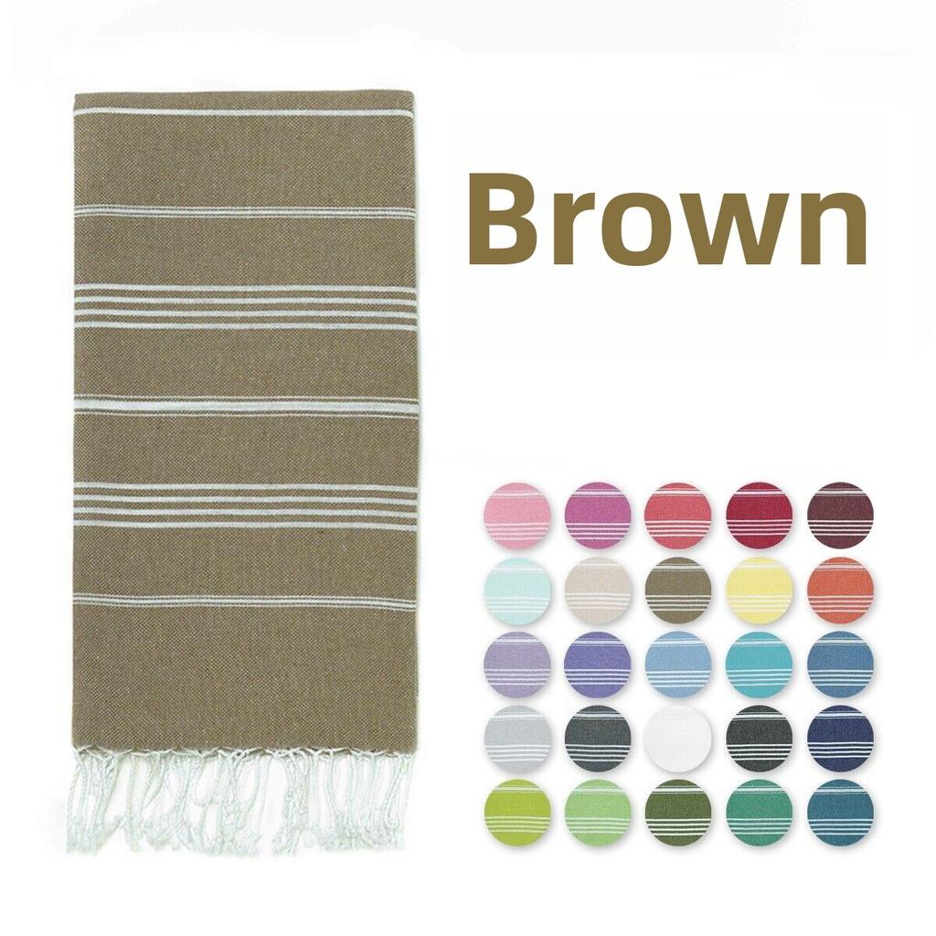 Woven Cotton Blanket Outdoor Blanket Foreign Trade  Beach Towel Color Bath Towel Tassel Striped Polyester Cotton Beach Towel