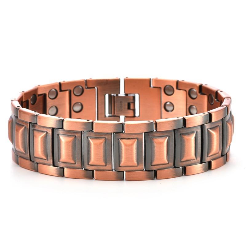 Copper Tone Magnetic Bracelet Couples Geometric Cross Design Vintage Style Electroplated Unisex Jewelry