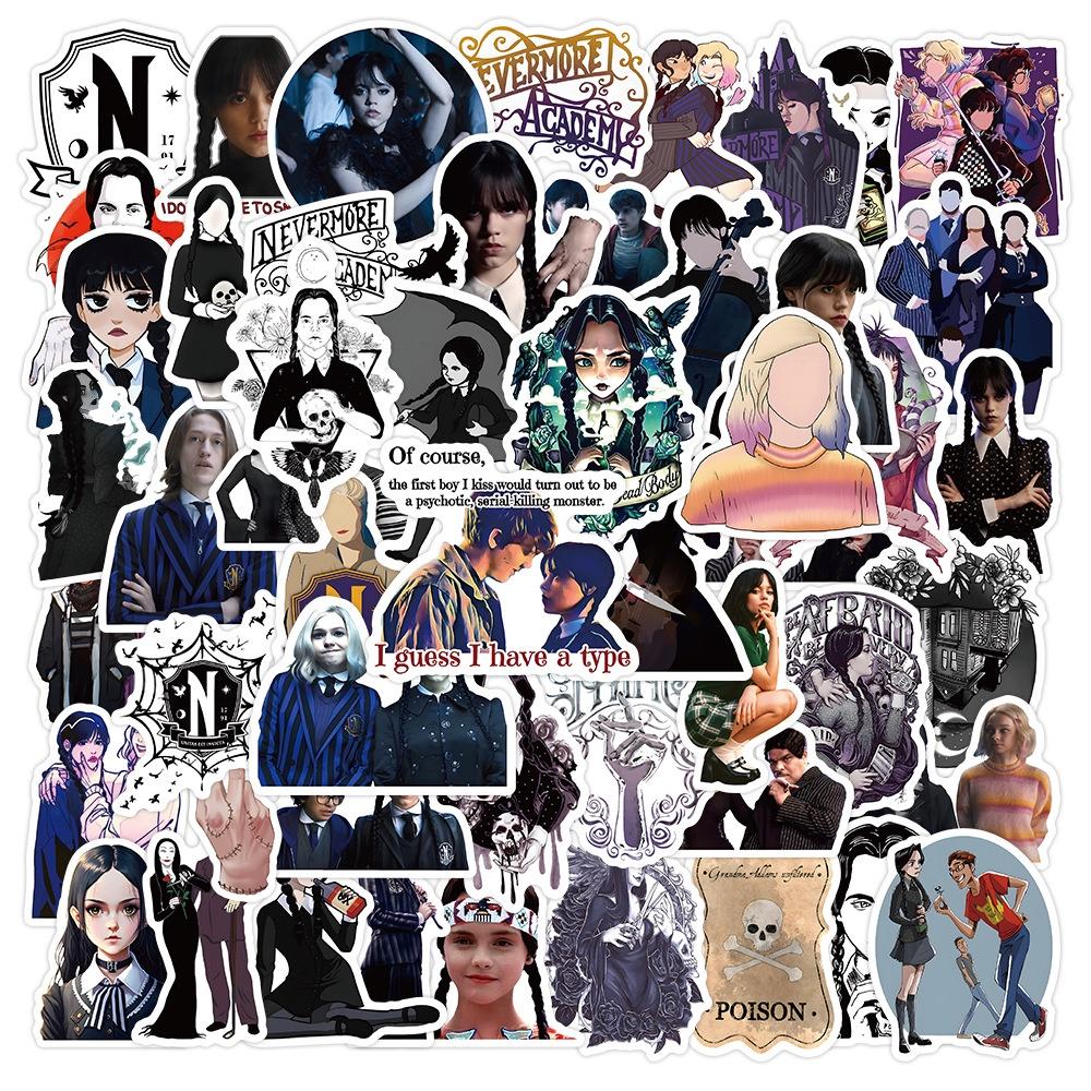 50100pcs Addams The Family Stickers Waterproof Reusable Gift Decor