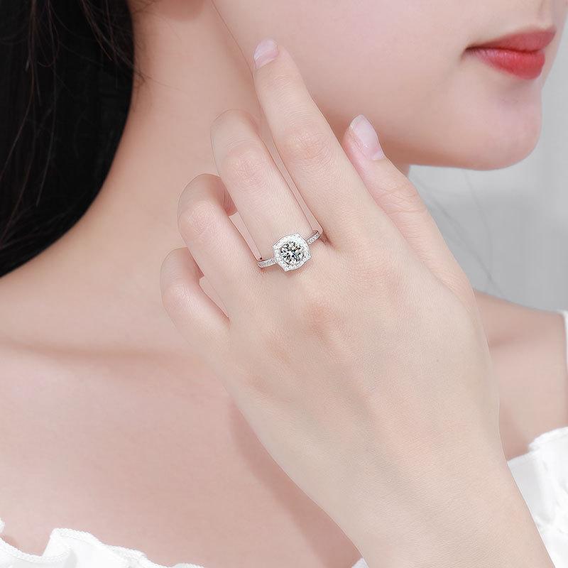 Starlight Row Moissanite Ring Platinum - Timeless Design Sparkling Jewelry for Perfect Confession