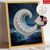 Glowing Pearl Crescent Moon and Lighthouse Diamond Painting Art Kit. DIY Gemstone Beading Craft Kit. Ocean Night Scenery Home Wall Decoration